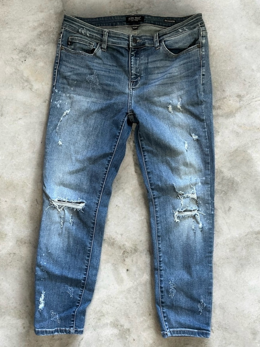 Judy Blue Distressed Light Blue Relaxed Fit Jeans